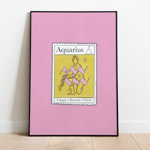 Aquarius Print | Zodiac Poster | Star Sign Print | Aquarius Poster | Sun Sign Print | Star Sign Gift | Astrology Gift | Celestial Home Decor