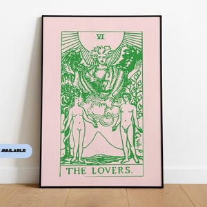 Gemini wall art | the lovers | Tarot Card Art Print | Illustration Print | minimalist print | above bed art | wall art prints | Zodiac Print