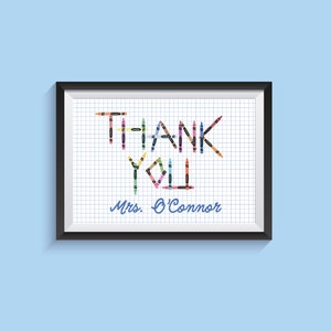 Thank You Teacher Personalised Gift Primary School Present Present for Teacher Customised Poster for Teachers Teaching Assistant image 1