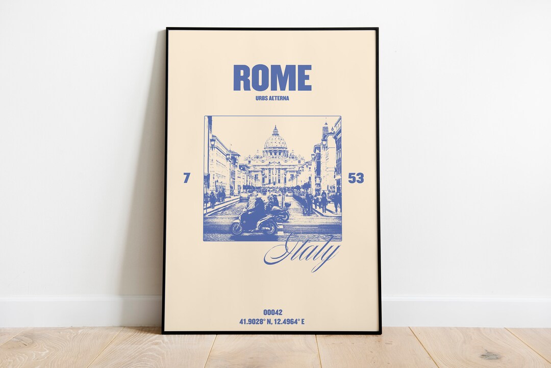 Visit Rame Poster Rome Poster | Rome City Print | Travel Poster | Rome Longitude | Italy ...