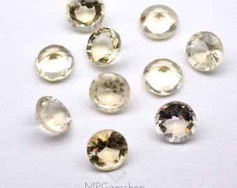 5.5 mm blasser Zitronengelber Citrin, runder, brillant geschliffener Edelstein