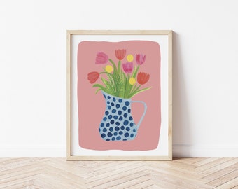 Tulip in Vase art print - painting of flower arrangement