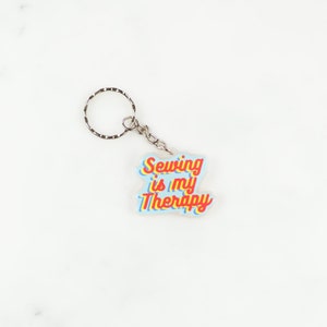 Sewing keyring - recycled acrylic keychain for sewist/ sewer/ seamstress - sustainable gift