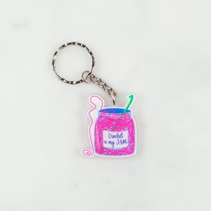 Crochet is my jam keyring - perfect gift for crochet fans -recycled sustainable present
