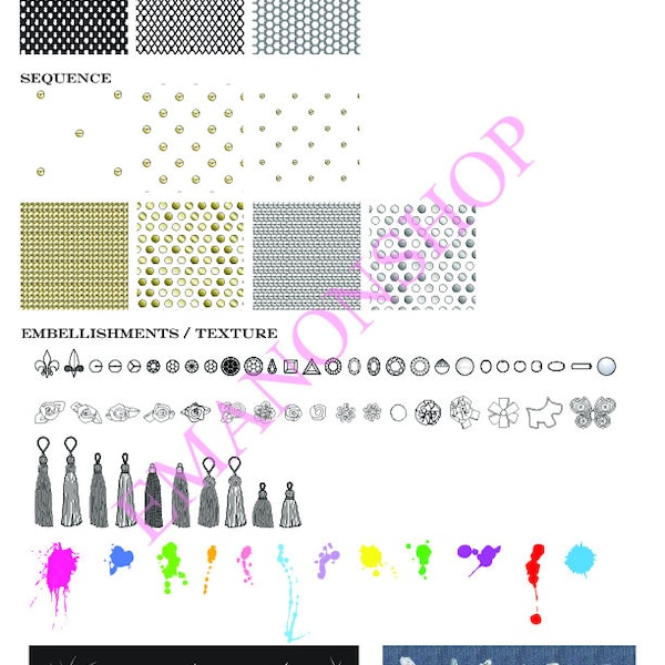 20+ Brushes Fashion Fabric Textures and Accessory Adobe Illustrator (AI) File