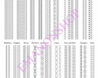 Knit Texture Brush Pack for Adobe Illustrator | 80+ Cable Knit Sweater Swatches | Fashion CAD Brushes