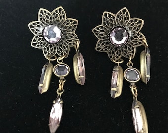 Vintage Art Nouveau Flower Earrings