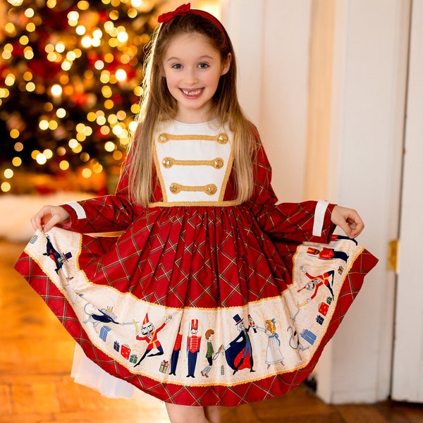 Bonnie Jean Nutcracker Christmas Dress For Girls - Red & Gold Holiday Party Dress