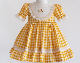 Girl Easter Dress, Baby Girls Kids Bunny Embroidery Easter Dress, Kids Easter Dress, Baby Girls 1st Easter Dress, Kids Easter Outfit