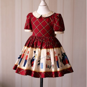 Vestido navideño de tartán para niñas, primer atuendo navideño de tartán, traje navideño rojo para niñas