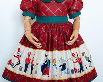Girls' Nutcracker Christmas Dress: Red Plaid Holiday Costume
