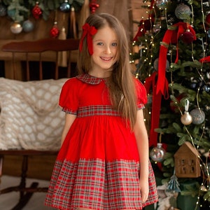 Mädchen Weihnachten Kleid, Kleinkind Mädchen Weihnachten Kleid, Urlaub Party Kleid, Weihnachtsfoto Kleid, rotes und grünes Weihnachtskleid