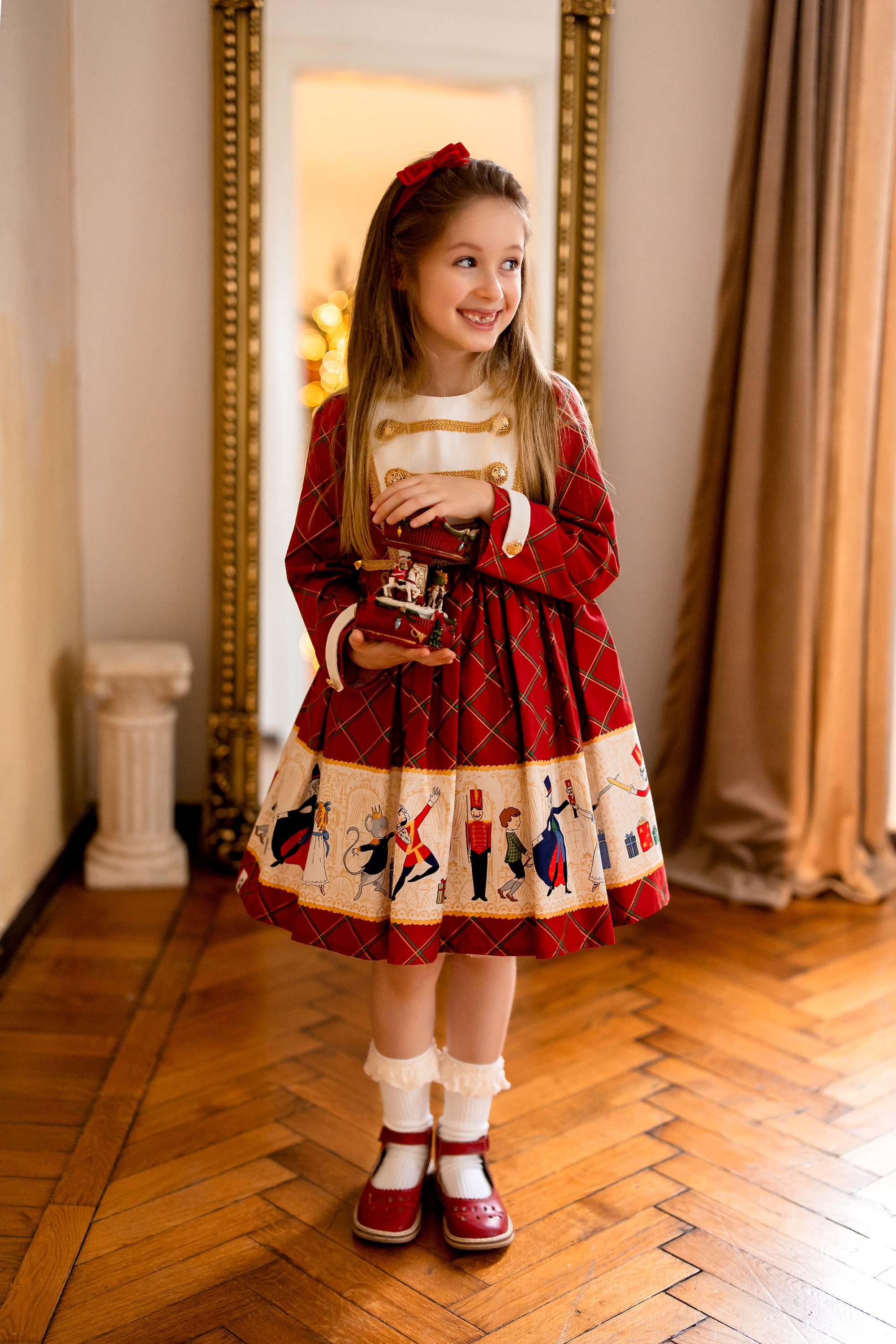 red nutcracker dress Nutcracker Christmas Dress: Red Plaid Cotton Toddler Girl Outfit