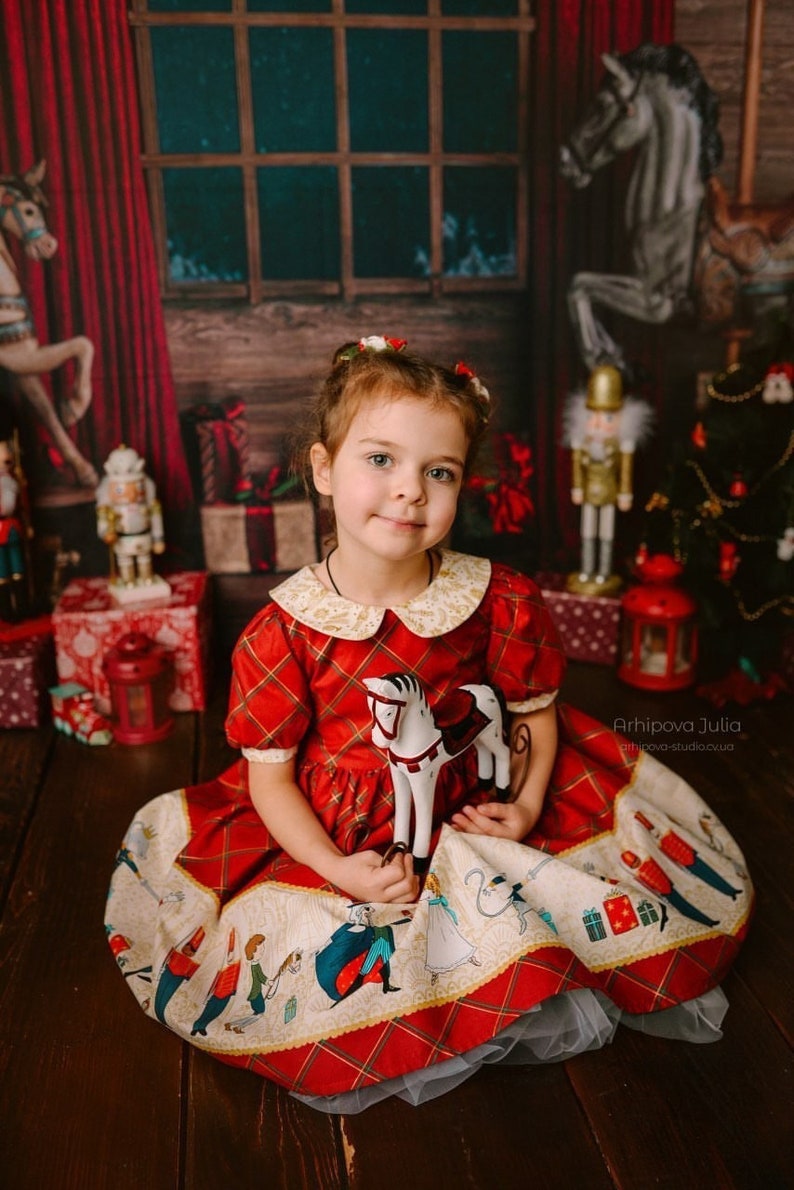 Nutcracker Baby Girl Dress Red Plaid Christmas Toddler Dress Etsy