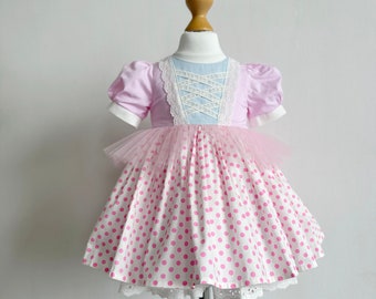Bo Peep Girls Dress: Lace Trim Costume