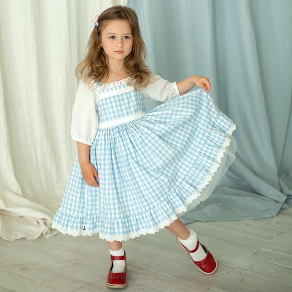Blue Gingham Dorothy Dress: Cotton Girls Costume - Etsy Israel
