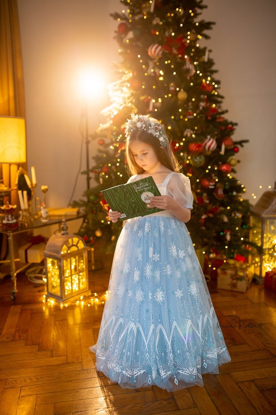 white christmas dresses Elsa Christmas Long Sleeve Midi Dress 4XL main image 0