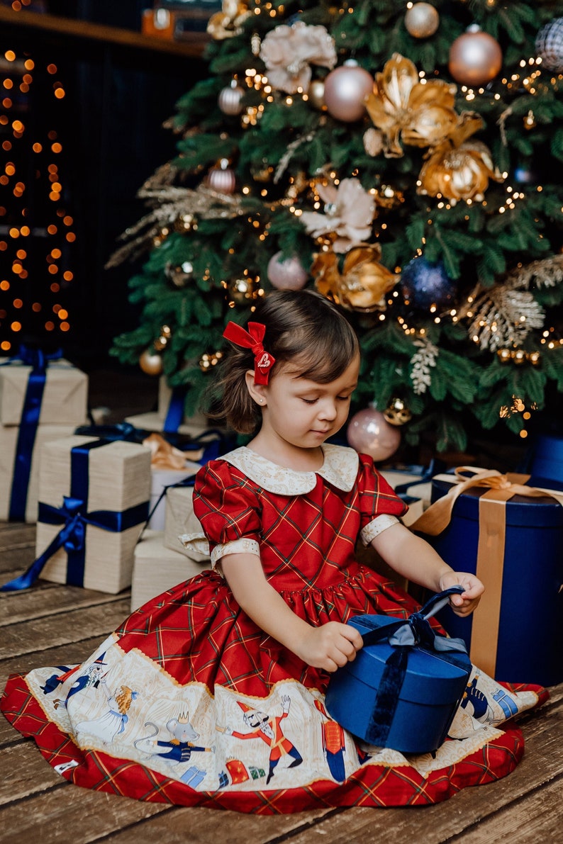 Nutcracker Baby Girl Dress Red Plaid Christmas Toddler Dress Etsy