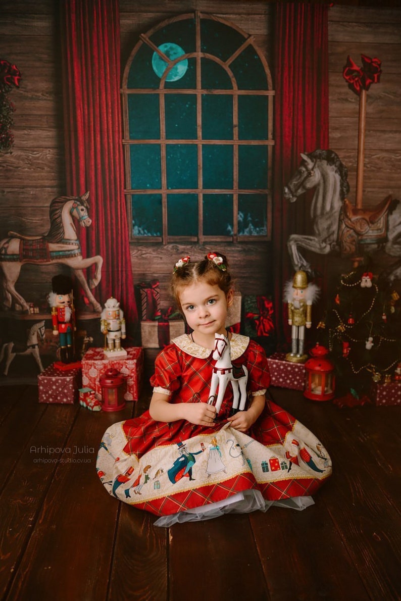 Nutcracker Baby Girl Dress Red Plaid Christmas Toddler Dress Etsy
