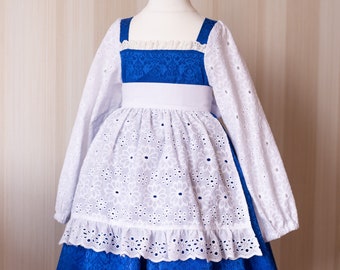 Blue Belle Inspired Costume, Lace Pinafore Dress