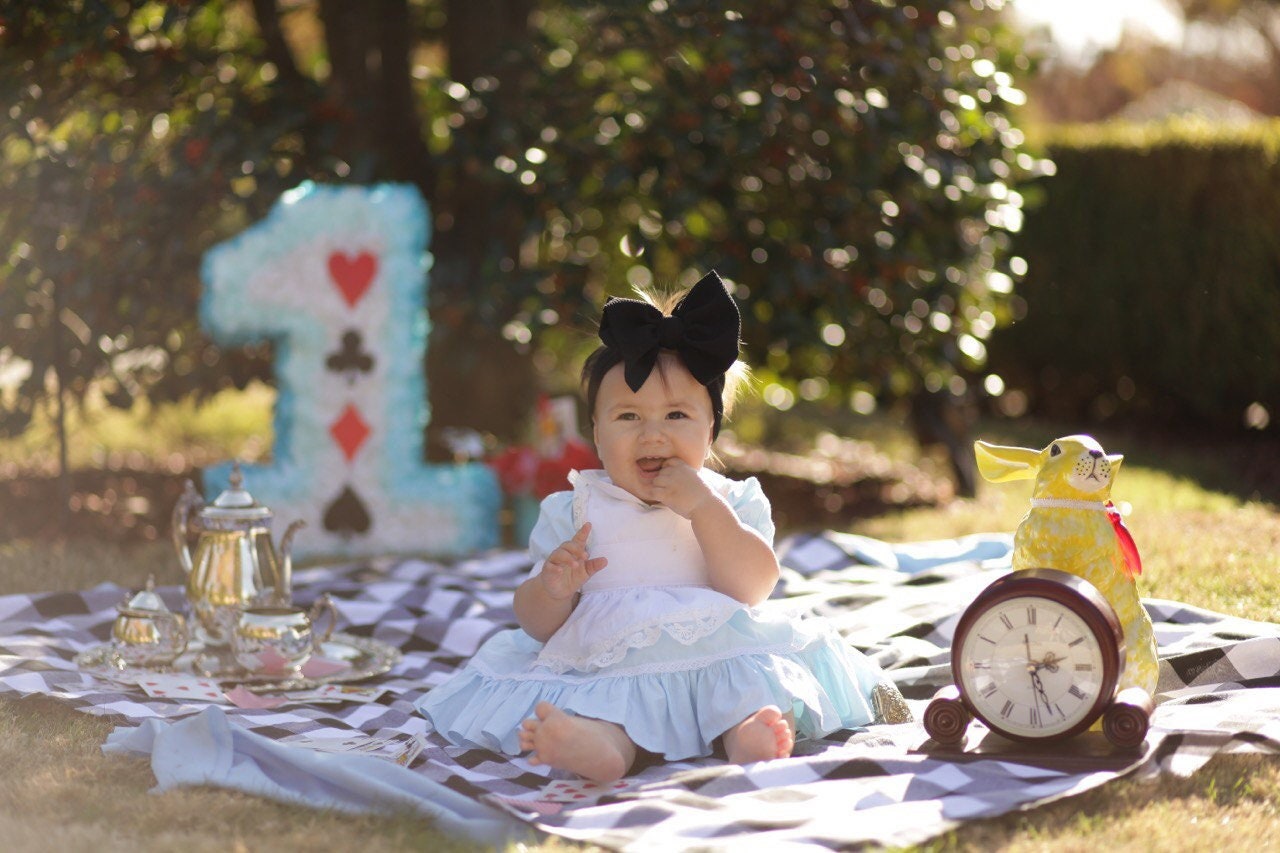 Alice in wonderland baby girl costume, Blue dress for onederland birthday Alice in wonderland baby girl costume, Blue dress for onederland birthday