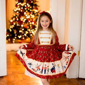 Christmas dress for baby girl and toddler, Red Plaid Christmas Toddler Dress, Red tartan dress for newborn, First Christmas dress