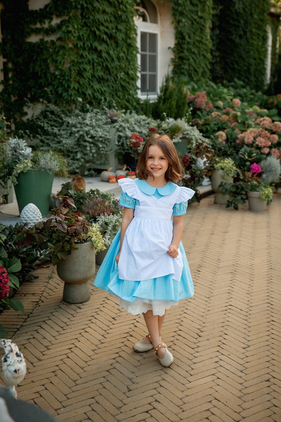 Abito per bambina di Alice nel Paese delle Meraviglie, abito blu per la  festa del primo compleanno del bambino -  Italia