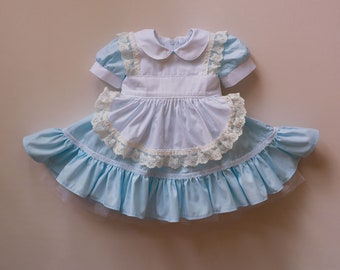 Alice in Wonderland baby Girls Dress, Blue toddler dress with peter pan collar