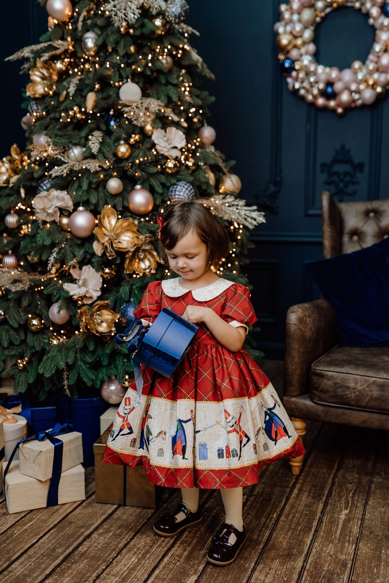 Nutcracker Baby Girl Dress Red Plaid Christmas Toddler Dress Etsy