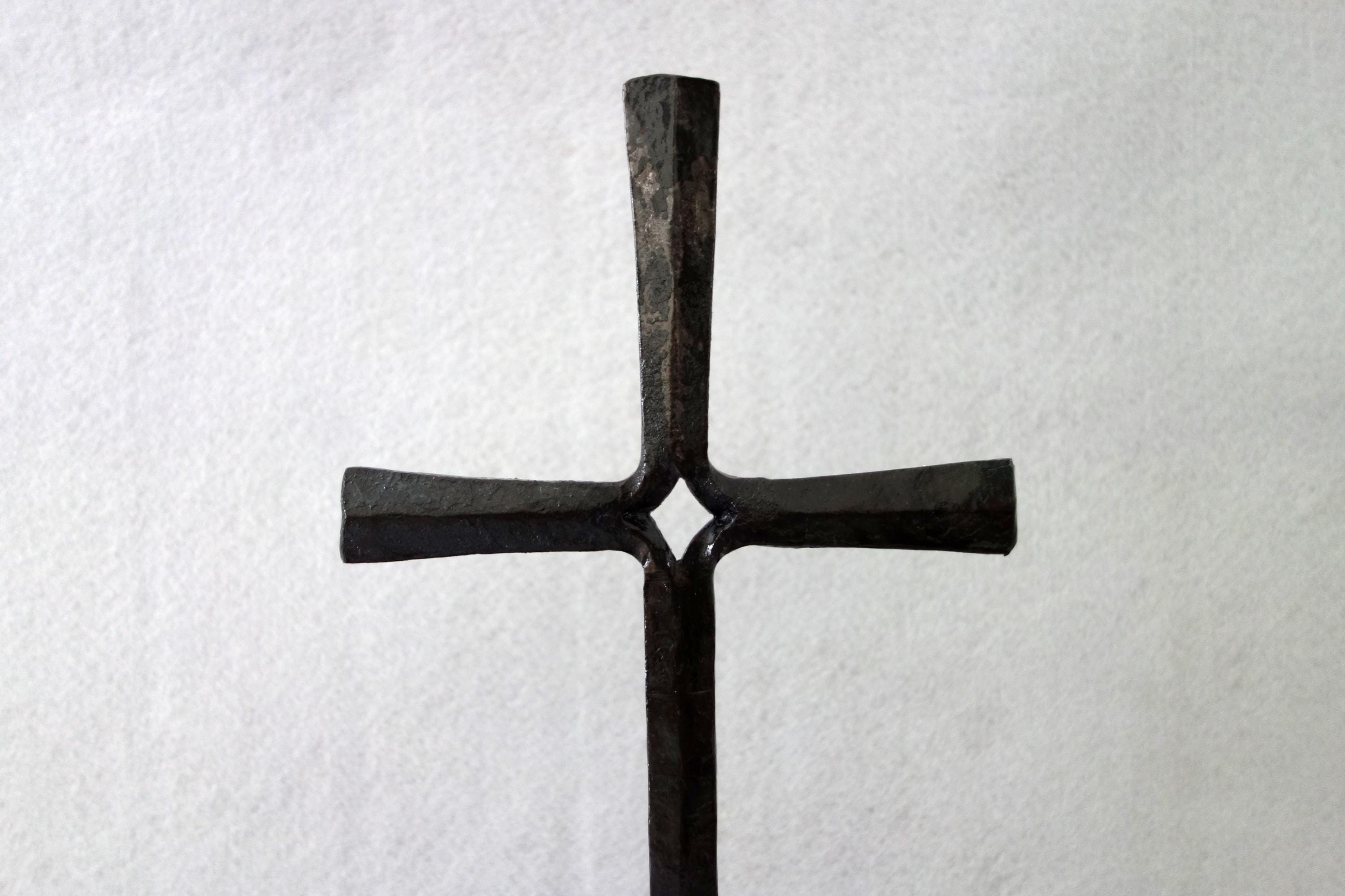 Hand Forged Iron Cross, Iron Cross, Church Cross, Iron Cross With Base ...