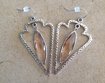 Silver peach triangle Earring