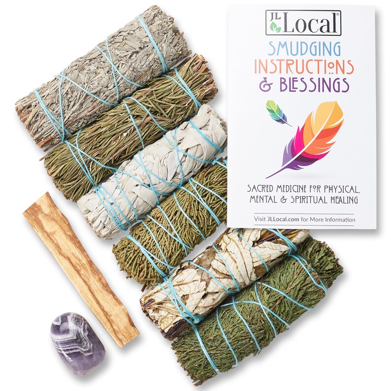 Sage Smudge Kit With White Sage Bundle Blue Sage Cedar Etsy