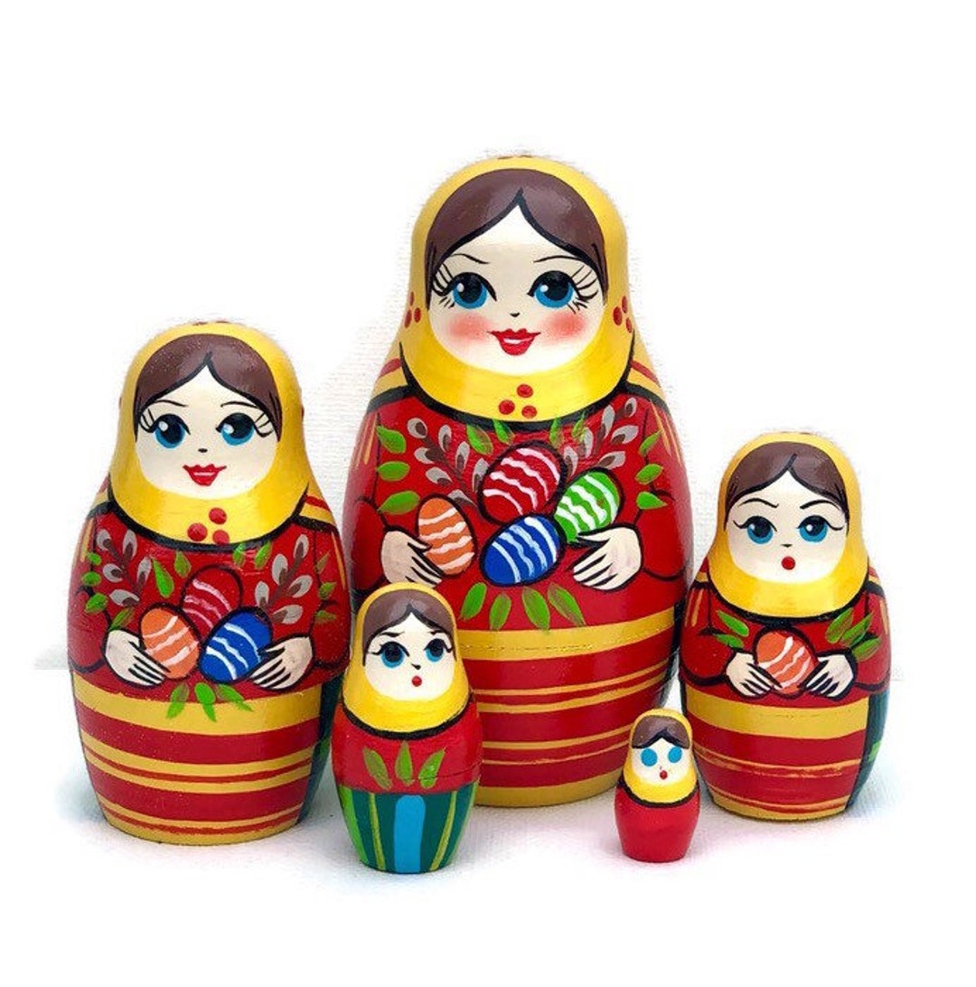 Easter Nesting Dolls for Kids, Handmade Wooden Toy, Russian Dolls