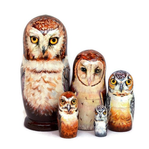 Owls Nesting Dolls for Kids Handmade Wooden Toy Developing Etsy