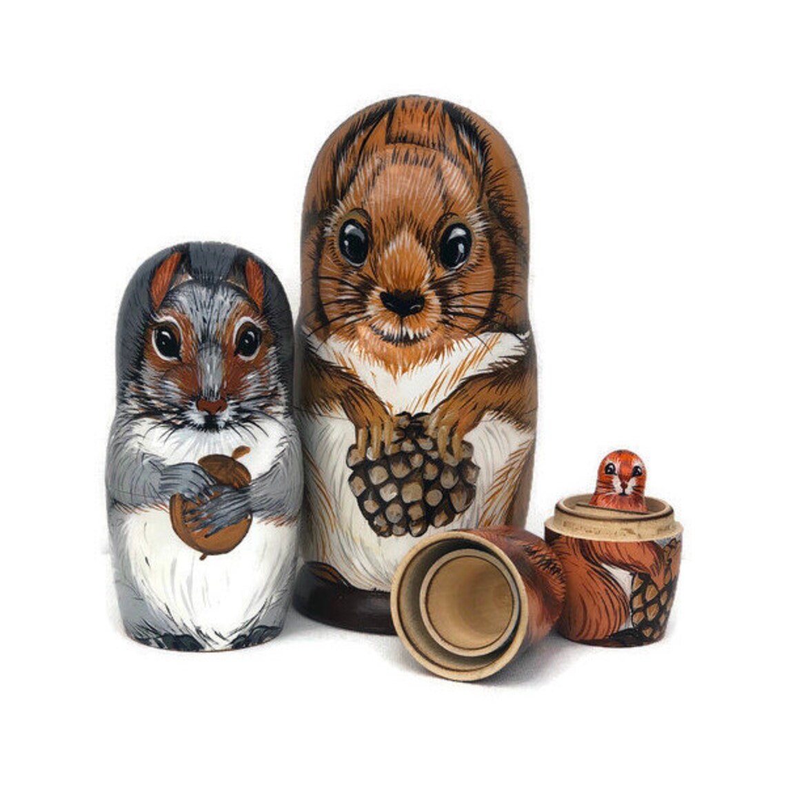 Nesting dolls for kids squirrels Woodland animal creatures Etsy