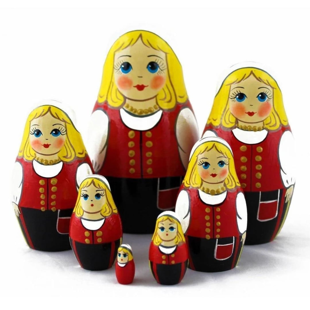 Nesting Dolls, Traditional Polish Costume, Handmade Wooden Toy, Poland
