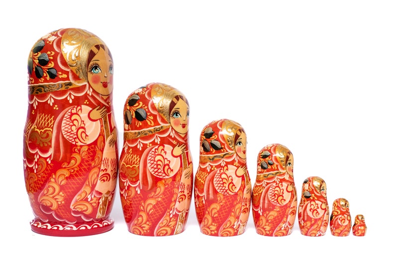 Large Unique Nesting Dolls 7 Pcs ART Masterpiece Russian Etsy