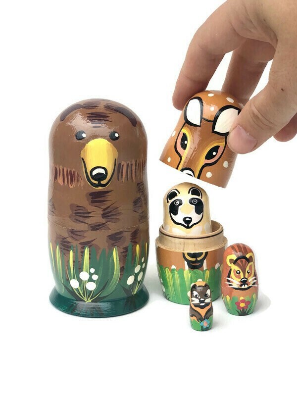 Woodland Animals Nesting Dolls for Kids Animals Wooden Toy Etsy UK