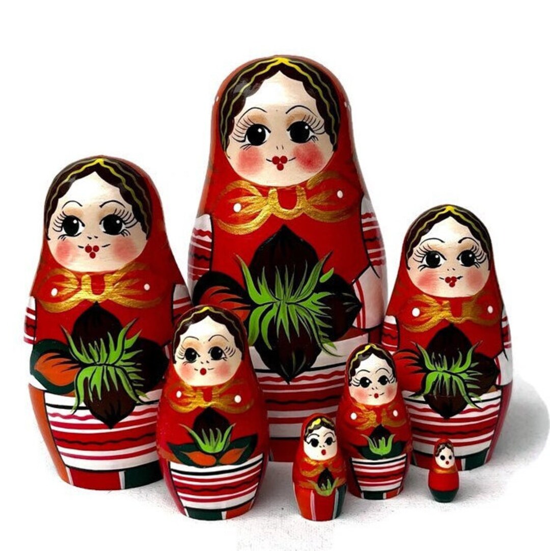 New Nesting Dolls for Kids, Harvest Babushka With Chestnuts, Handmade
