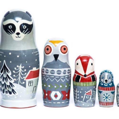 Nesting Dolls for Kids Animals Handmade Wooden Toy Etsy