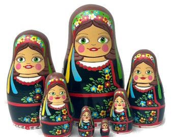 Traditional Ukrainian Nesting Dolls, Handmade Wooden Toys, Perfect Gift, Ukraine's Heritage, Ukrainian traditional costume, Logic toy