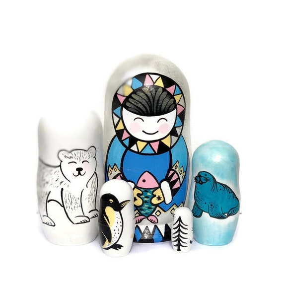 Russian Wooden Matryoshka, Cartoon Animal Nesting Dolls