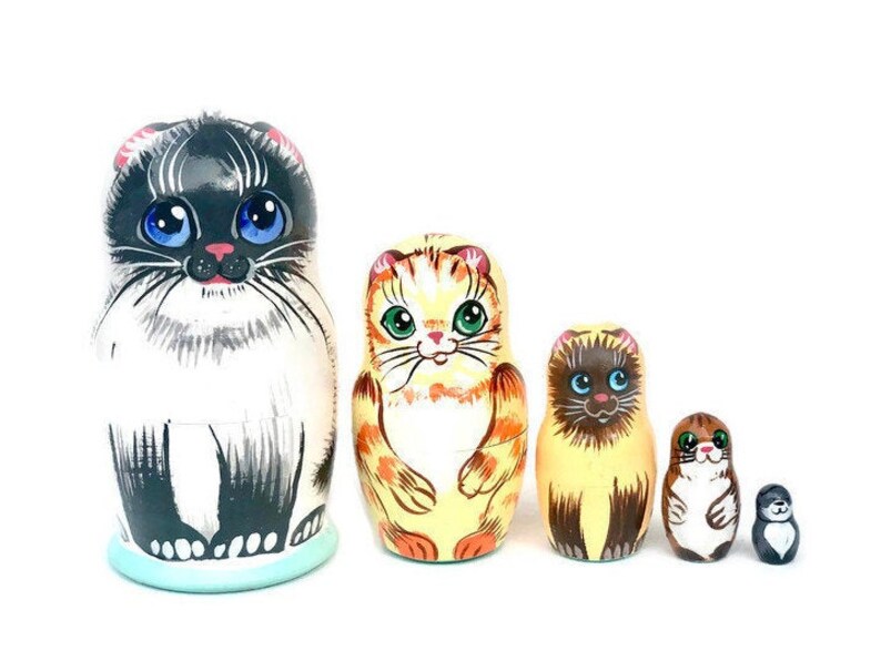 Nesting dolls for kids Cats wooden toy Developing toy Etsy