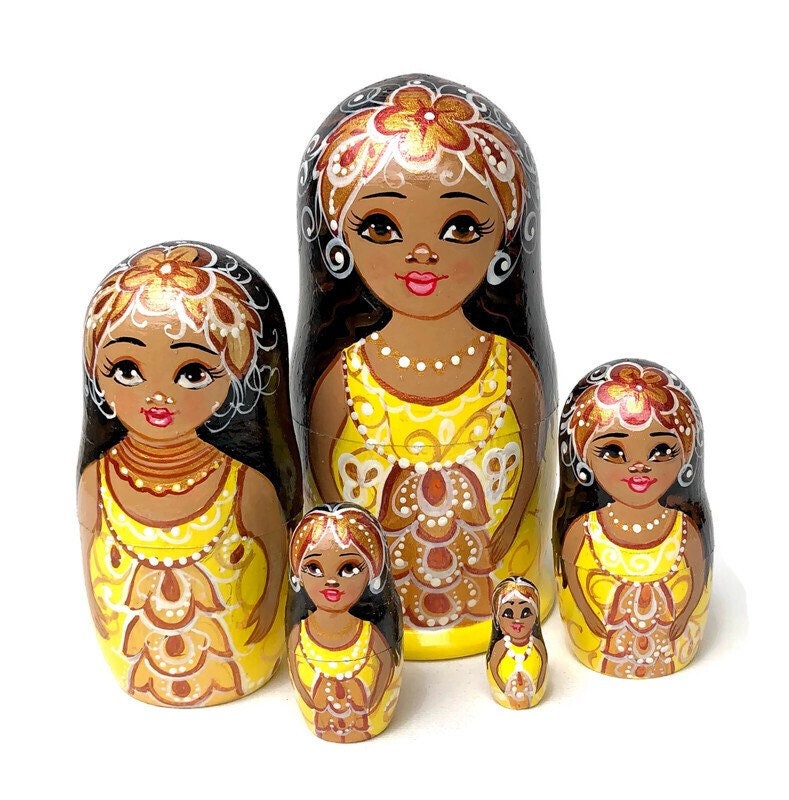 Black Girl Nesting Dolls for Kids African American Nesting Doll