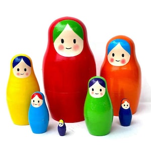 Rainbow Montessori Wooden Nesting Dolls set of 7 - Stacking Dolls, Montessori Toy for Toddlers - Developing game for kids Christmas Stocking
