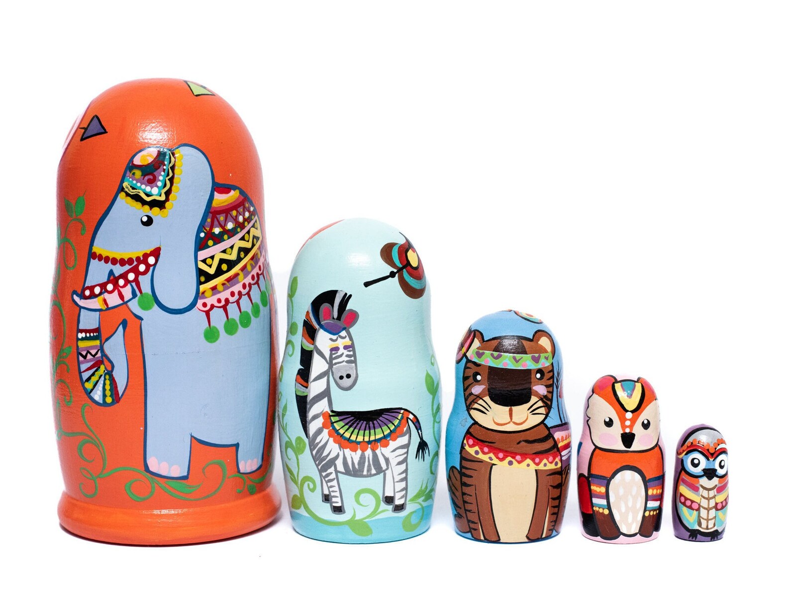 NEW Animal nesting dolls Jungle Tribal animal set Indian Etsy