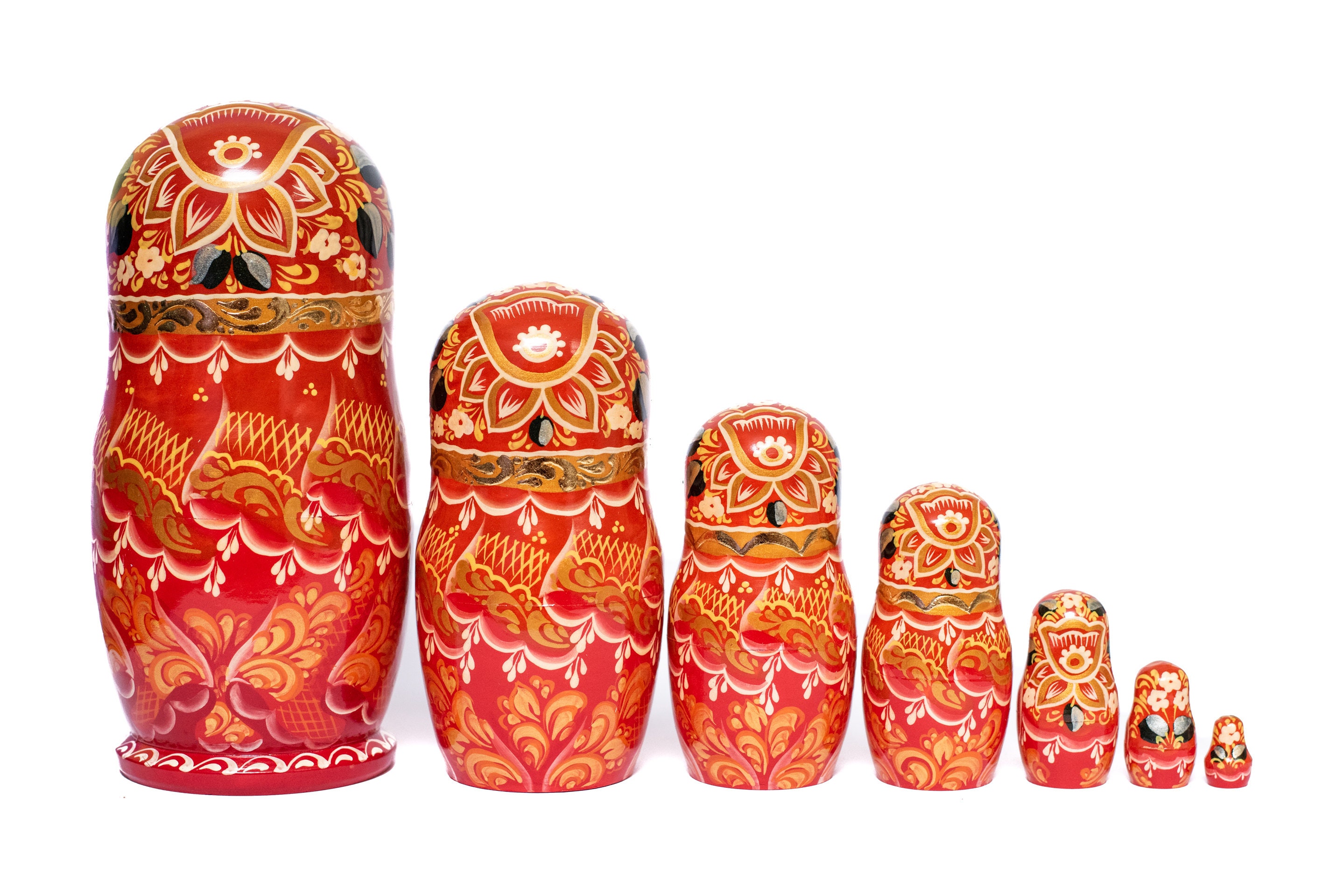 Large Unique Nesting Dolls 7 Pcs ART Masterpiece Russian Etsy