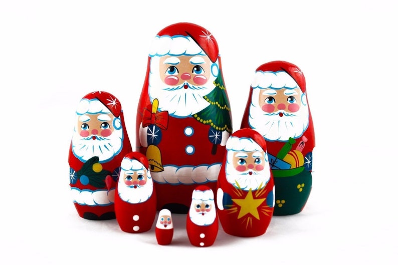 Santa Nesting Dolls Stacking Dolls for Kids Christmas Etsy