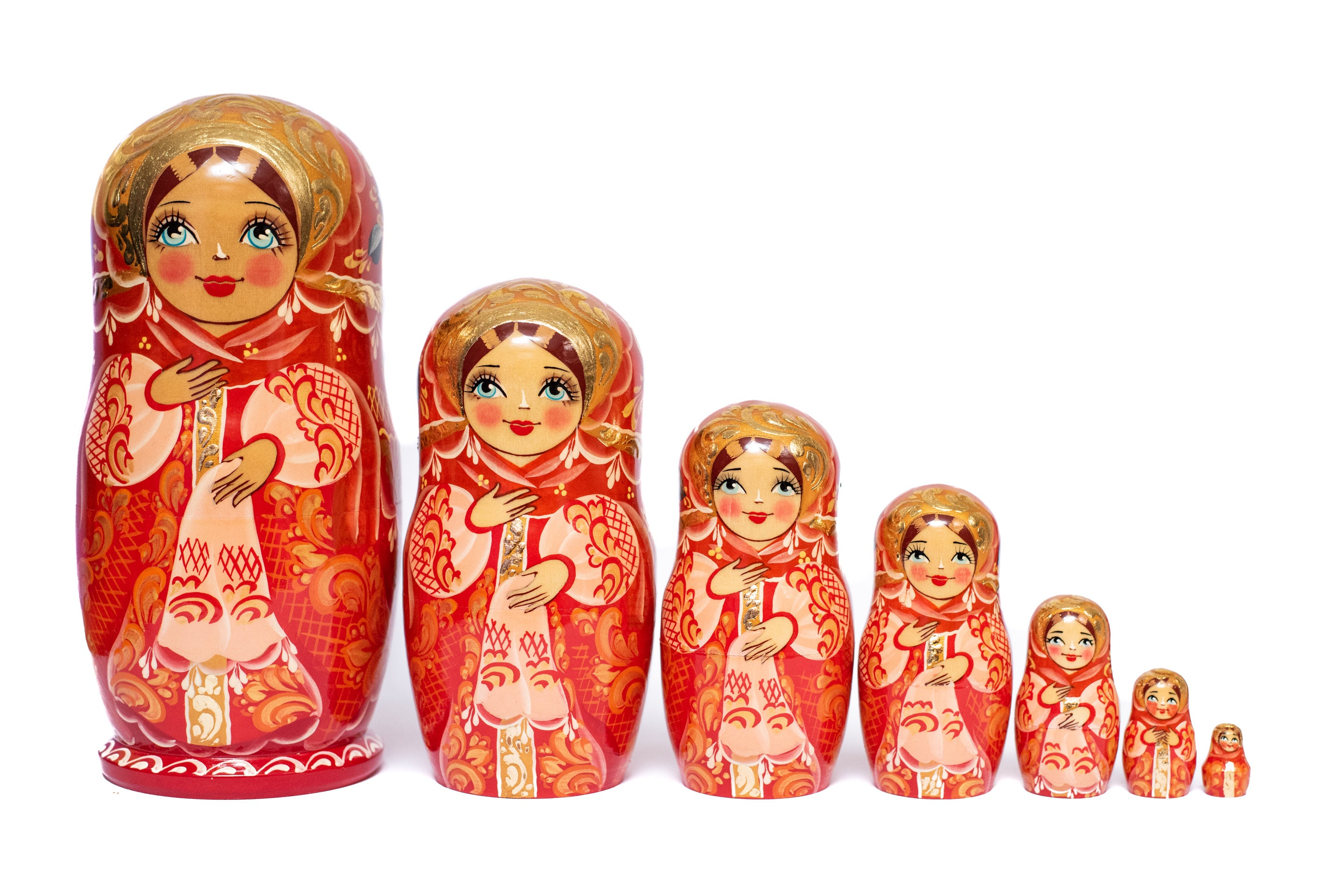 Large Unique Nesting Dolls 7 Pcs ART Masterpiece Russian Etsy