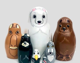 Animal nesting dolls for kids, 7 dolls, developing toy for kids, Montessori toy, educational toy, handmade wooden toy, gift fot girl or boy